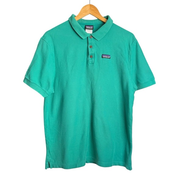 Patagonia P6 Pique Polo Shirt Men’s Large Green Short Sleeve Organic Cotton - Picture 2 of 10